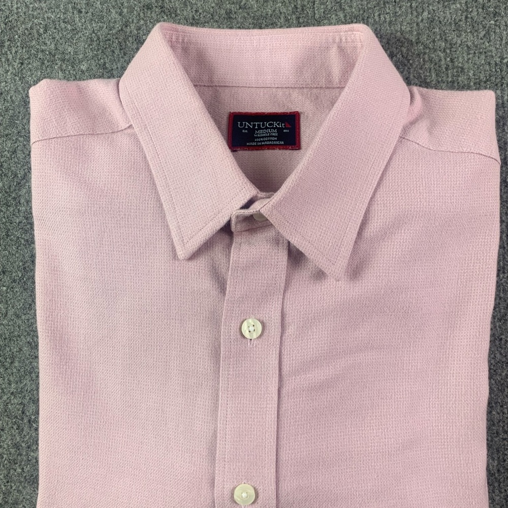 Untuckit Wrinkle Free Mens 100% Cotton Long Sleeve Flannel Button Up Shirt Sz M